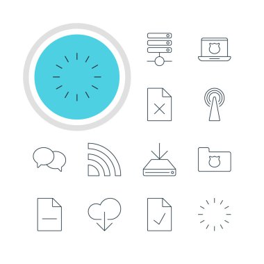 12 ağ simgeler vektör Illustration. Konuşma, düzenlenebilir Pack silmek veri, sunucu ve diğer öğeleri.