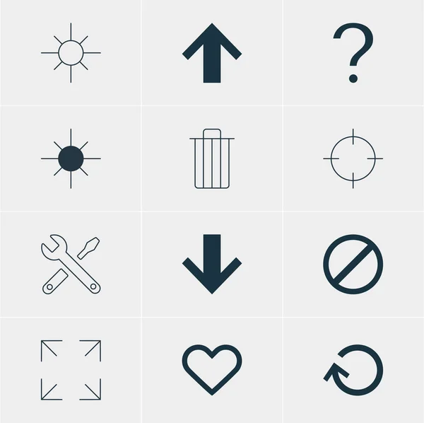 Ilustración vectorial de 12 iconos miembros. Paquete editable de sol, hacia abajo, superior y otros elementos . — Vector de stock