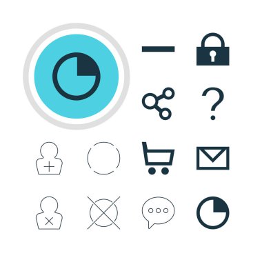 12 arabirim simgeler vektör Illustration. Kronometre, düzenlenebilir paket kayıt hesap, iptal ve diğer öğeleri.