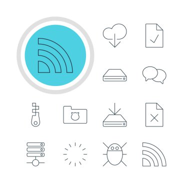 12 ağ simgeler vektör Illustration. Düzenlenebilir paket kontrol Not, bilgisayar virüsü, gizlilik doktor ve diğer öğeleri.