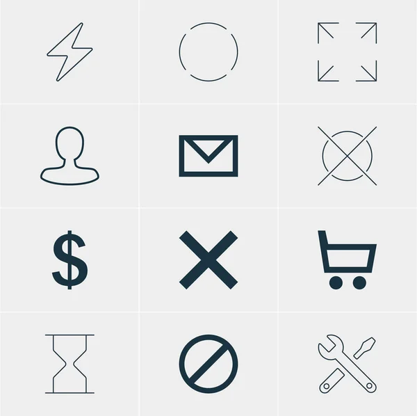 Ilustración vectorial de 12 iconos miembros. Paquete editable de carta, perno, Cancelar y otros elementos . — Vector de stock