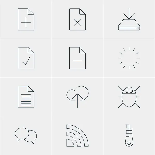 Ilustración vectorial de 12 iconos web. Paquete editable de eliminar datos, Hablar, Cloud Download y otros elementos . — Vector de stock