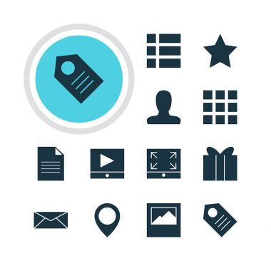 12 Online simgeler vektör Illustration. Düzenlenebilir Pack kılavuzunun en üst düzeye çıkarmak, hediye ve diğer öğeleri.