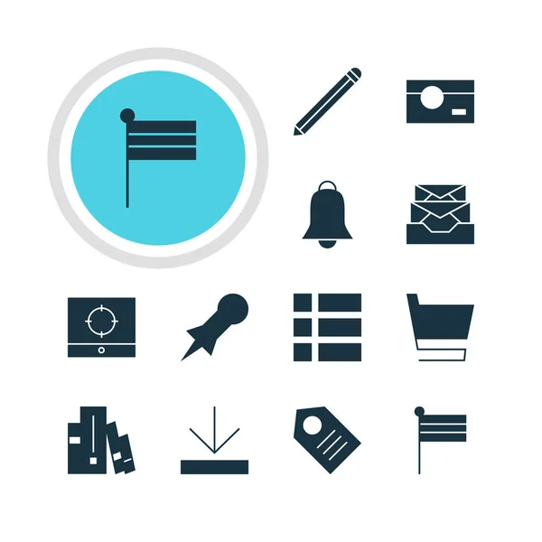 Ilustración vectorial de 12 iconos de Internet. Paquete editable de pluma, lista, captura y otros elementos . — Vector de stock