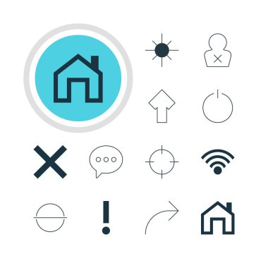 12 üye simgeler vektör Illustration. Düzenlenebilir paket tam parlaklık, uyarı, kaldır ve diğer öğeleri.