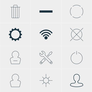 12 üye simgeler vektör Illustration. Çöp, kapama, Kaldır kullanıcı ve diğer öğeleri düzenlenebilir paketi.