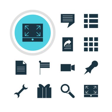12 Internet simgeler vektör Illustration. Düzenlenebilir paketi hediye, belge, liste ve diğer öğeleri.
