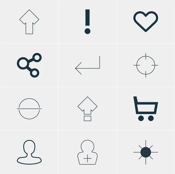 Ilustración vectorial de 12 iconos de usuario. Paquete editable de carretilla, captura de pantalla, publicación y otros elementos . — Vector de stock