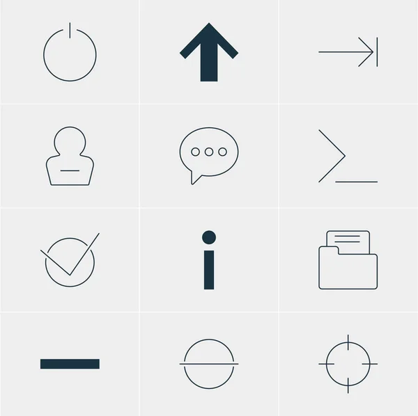 Ilustración vectorial de 12 iconos de usuario. Paquete editable de interruptor apagado, botón de tabulación, quitar y otros elementos . — Vector de stock