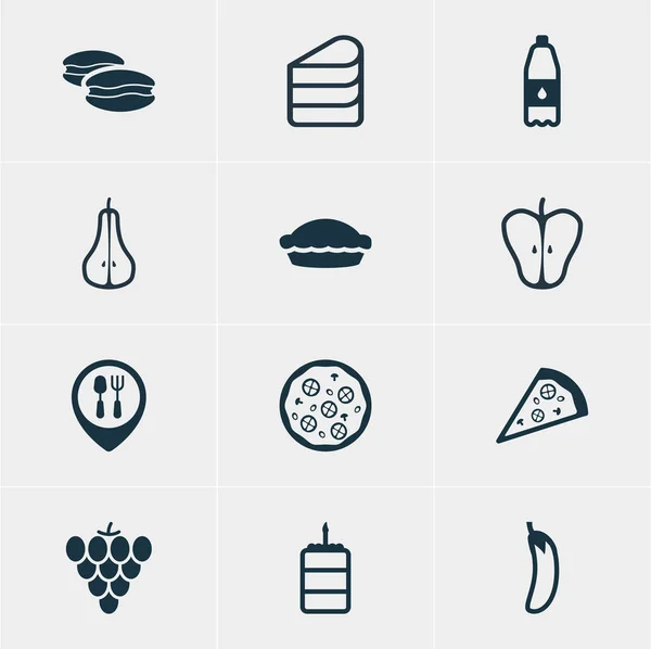 Ilustración vectorial de 12 iconos de la alimentación. Paquete editable de Jonagold, pastelería, restaurante y otros elementos . — Vector de stock