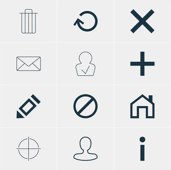 Ilustración vectorial de 12 iconos de usuario. Paquete editable de miembro del hombre, sobre, acceso denegado y otros elementos . — Vector de stock