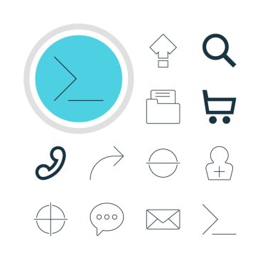 12 kullanıcı simgeler vektör Illustration. Düzenlenebilir Pack dosyası, cep telefonu, zarf elemanları.