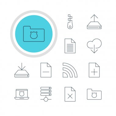 12 ağ simgeler vektör Illustration. Düzenlenebilir paket veri silme, gizlilik Doktor, veri yükleme ve diğer öğeleri.