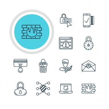 12 Web Emanet simgeler vektör Illustration. Veri düzenlenebilir Paketi güvenlik, telif hakkı, korumak ve diğer öğeleri.