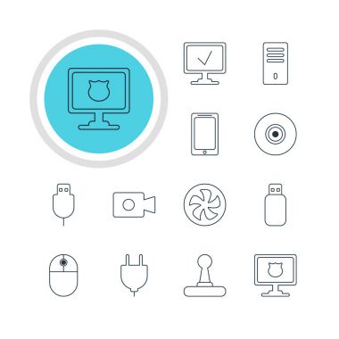 12 defter simgeler vektör Illustration. Amaç, oyun denetleyicisi, seri veri yolu ve diğer öğeleri düzenlenebilir paketi.