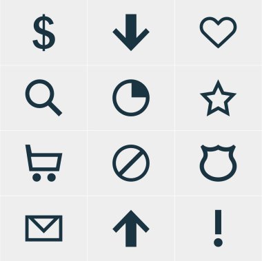 12 kullanıcı simgeler vektör Illustration. Para yapma, duygu, üst ve diğer öğeleri düzenlenebilir sürüsü.