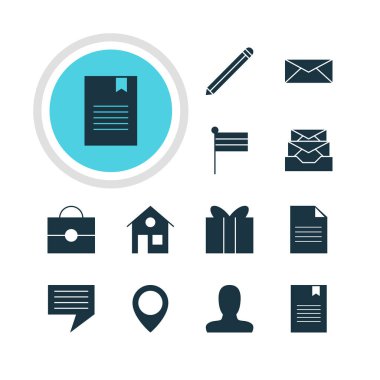 12 Internet simgeler vektör Illustration. Sohbet, iletileri, portföy ve diğer öğeleri düzenlenebilir paketi.