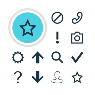 12 kullanıcı simgeler vektör Illustration. En iyi, uyarı, vuruşun alt ve diğer öğelerin düzenlenebilir paketi.