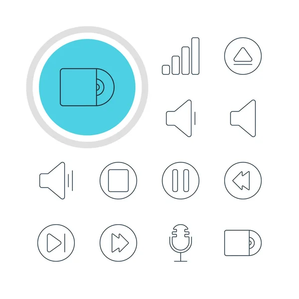 Vector Illustration Of 12 Music Icons. Editable Pack Of Subsequent, Speaker, Reversing And Other Elements. — Stock Vector