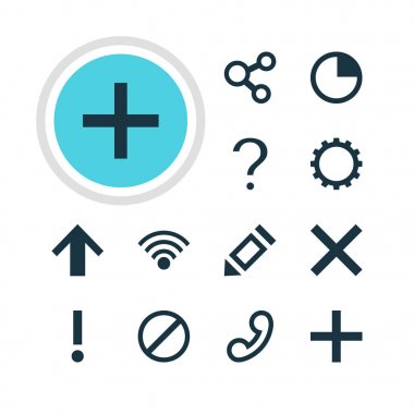 12 arabirim simgeler vektör Illustration. Uyarı, kalem, kablosuz bağlantı ve diğer öğeleri düzenlenebilir paketi.