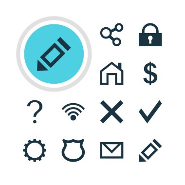 12 üye simgeler vektör Illustration. Anasayfa, yanlış, para verme ve diğer öğeleri düzenlenebilir paketi.