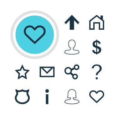 12 kullanıcı simgeler vektör Illustration. Mektup, kadın kullanıcı, para verme ve diğer öğeleri düzenlenebilir paketi.