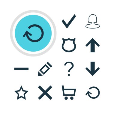 12 arabirim simgeler vektör Illustration. Kalem, düzenlenebilir paket yenilemek, yardım ve diğer öğeleri.