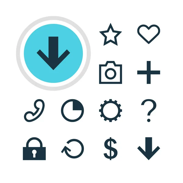 Vector Illustration Of 12 User Icons. Pachet editabil de ajutor, emoție, în jos și alte elemente . — Vector de stoc