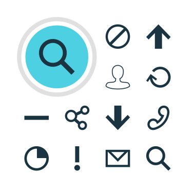 12 kullanıcı simgeler vektör Illustration. Yayımla, cep telefonu, mektup öğelerini düzenlenebilir sürüsü.