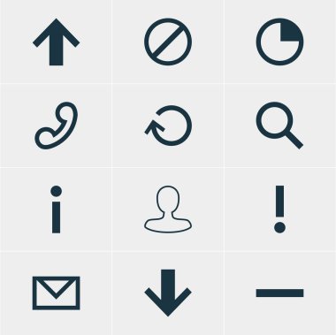 12 kullanıcı simgeler vektör Illustration. Bilgi, düzenlenebilir paketi aramak, erişim engellendi ve diğer öğeleri.