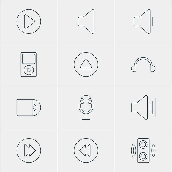 Vector Illustration Of 12 Melody Icons. Editable Pack Of Volume Up, Earphone, Advanced And Other Elements. — Stock Vector