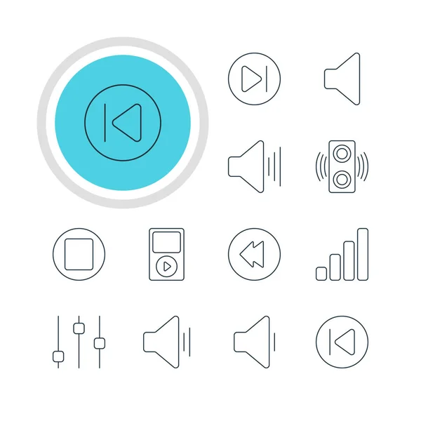 矢量图的 12 旋律图标。可编辑包卷翘，音频，前面和其他元素. — 图库矢量图片