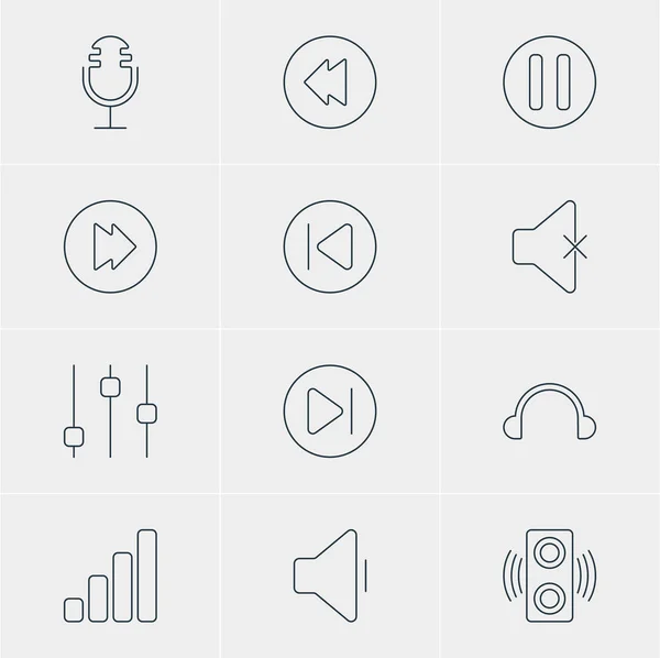 Vector Illustration Of 12 Melody Icons. Editable Pack Of Mike, Advanced, Soundless And Other Elements. — Stock Vector