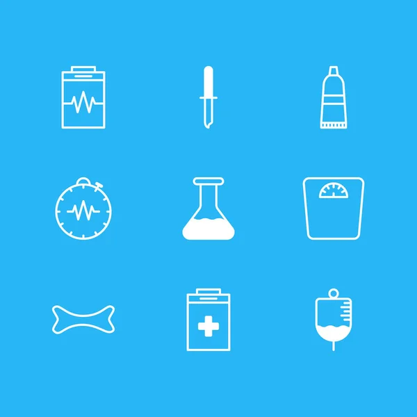 Vektorillustration von 9 Medizin-Symbolen. editierbares Paket aus Manometer, Wiege, Antikörper und anderen Elementen. — Stockvektor