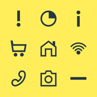 9 üye simgeler vektör Illustration. Düzenlenebilir paket kablosuz bağlantı, uyarı, yakışıklı öğeleri.