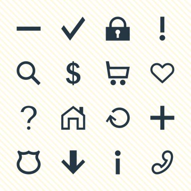 16 kullanıcı simgeler vektör Illustration. Uyarı, eksi, koruma ve diğer öğeleri düzenlenebilir paketi.