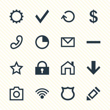 16 üye simgeler vektör Illustration. Düzenlenebilir Pack cep telefonu, karikatür, kablosuz bağlantı elemanları.