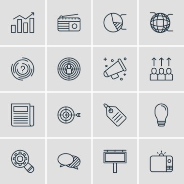 16 reklam simgeler vektör Illustration. Ağ, düzenlenebilir bohça indirim etiketi, labirent ve diğer öğeleri.