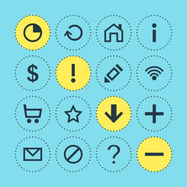 16 kullanıcı simgeler vektör Illustration. Kronometre, aşağı doğru düzenlenebilir paket yenilemek ve diğer öğeleri.