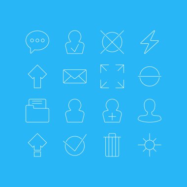 16 kullanıcı arayüzü simgeler vektör Illustration. Kayıt hesap, geniş ekran, Avatar ve diğer öğeleri düzenlenebilir paketi.