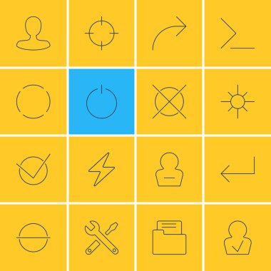 16 kullanıcı arayüzü simgeler vektör Illustration. Düzenlenebilir paket başlangıç, onaylanmış profil, Kaldır kullanıcı ve diğer öğeleri.