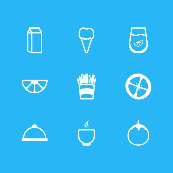 Ilustración vectorial de 9 iconos de la cocina. Paquete editable de cal, jugo, tazón y otros elementos . — Archivo Imágenes Vectoriales