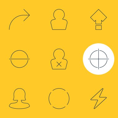 9 arayüzü simgeler vektör Illustration. Yasaklı üye, Kaldır, Avatar ve diğer öğeleri düzenlenebilir paketi.