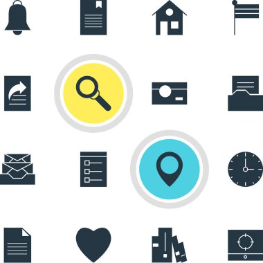 16 Internet simgeler vektör Illustration. Düzenlenebilir paket ev, yönetim kurulu, hedef kapsam ve diğer öğeleri.