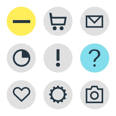 9 üye simgeler vektör Illustration. Duygu, mektup, düzenlenebilir Pack eksi ve diğer öğeleri.