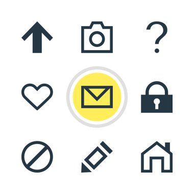 9 kullanıcı simgeler vektör Illustration. Anlık görüntü, duygu, asma kilit ve diğer öğeleri düzenlenebilir paketi.