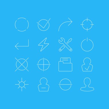 16 kullanıcı arayüzü simgeler vektör Illustration. Düzenlenebilir paket dosyası, Evet, paylaşım ve diğer öğeleri.