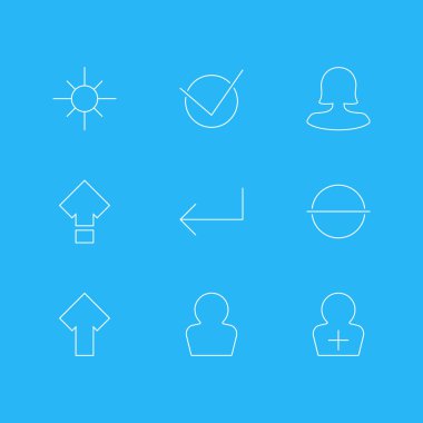 9 UI simgeler vektör Illustration. Kaldır, Evet, yukarı doğru ve diğer öğeleri düzenlenebilir paketi.