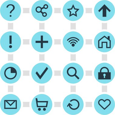 16 arabirim simgeler vektör Illustration. Anasayfa, yıldız, Top ve diğer öğeleri düzenlenebilir paketi.