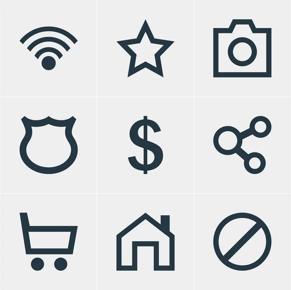 Ilustración vectorial de 9 iconos de interfaz. Paquete editable de instantáneas, hacer dinero, acceso denegado y otros elementos . — Vector de stock